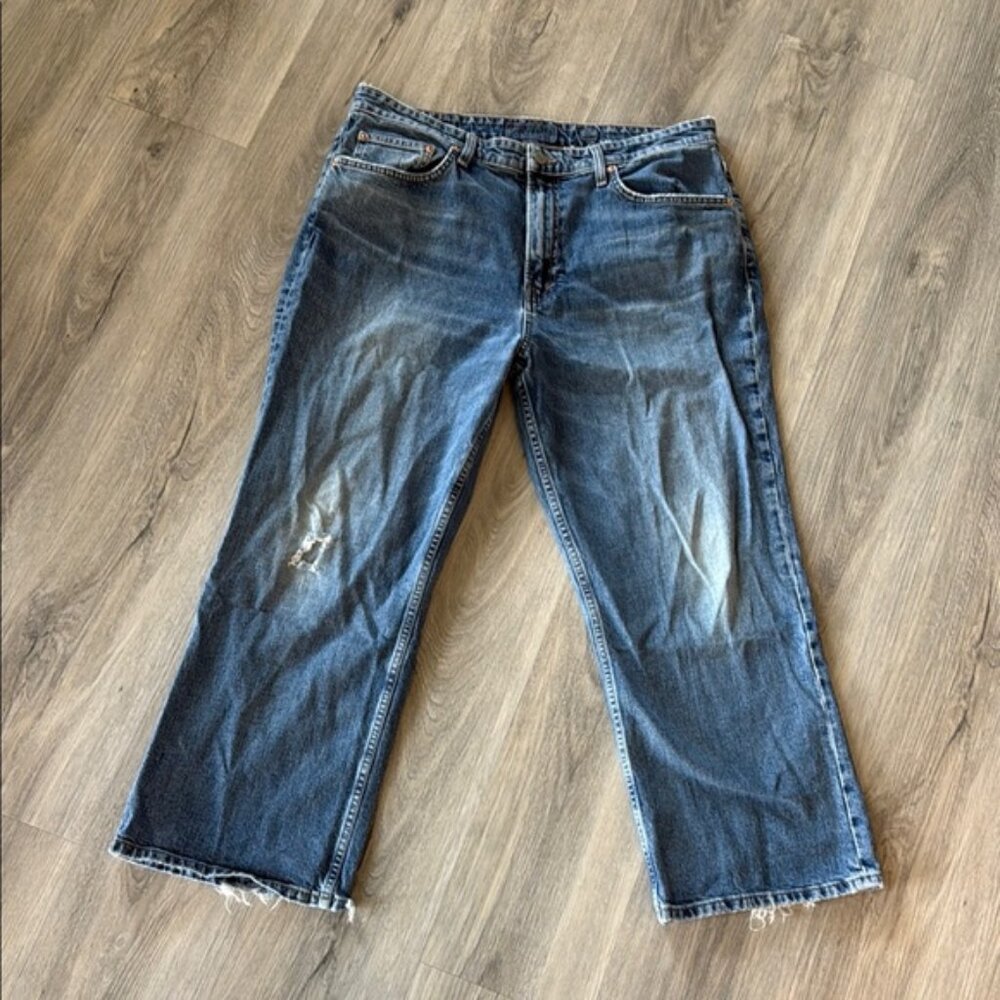 Bluenotes cropped denim straight leg blue jeans size 31 / 12